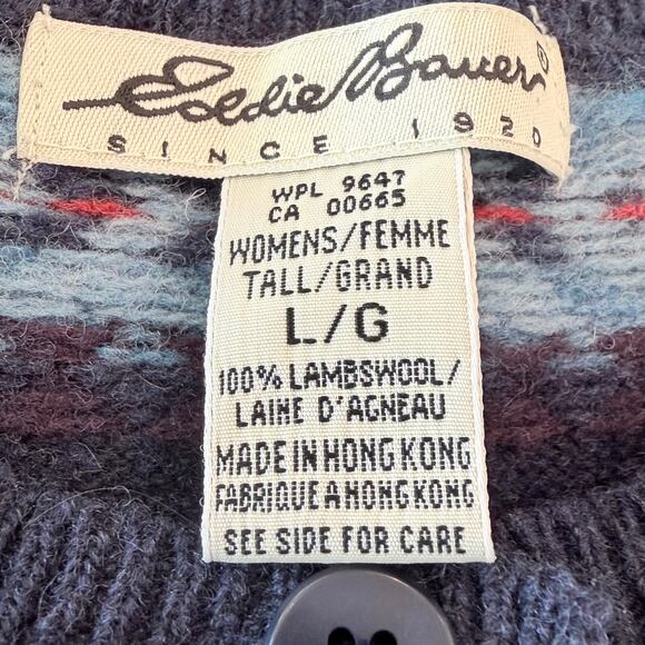 Vintage Eddie Bauer Lambswool Fair Isle Sweater Vest Women’s LG 90s Wool Knit - Picture 3 of 9